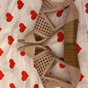 Chic Beige Cutout Heeled Sandals